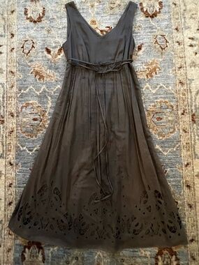 Madison Studio Summer Sundress Coffee/Rich Taupe/ tie waist & floral cutout SZ 4